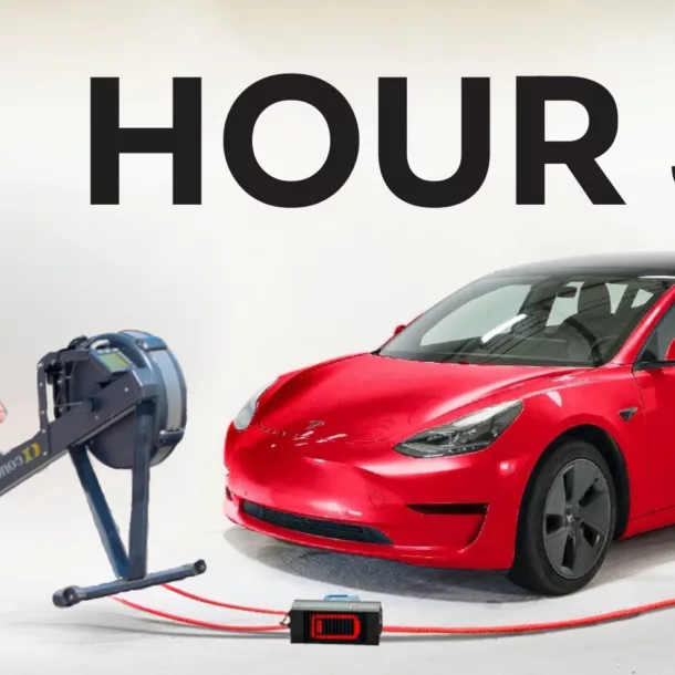 Can you charge a Tesla with a Concept2 rowing machine?